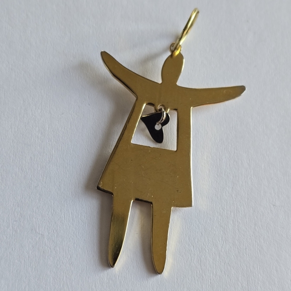 Woman pendant gold tone metal heart charm inside silver - Picture 4 of 7